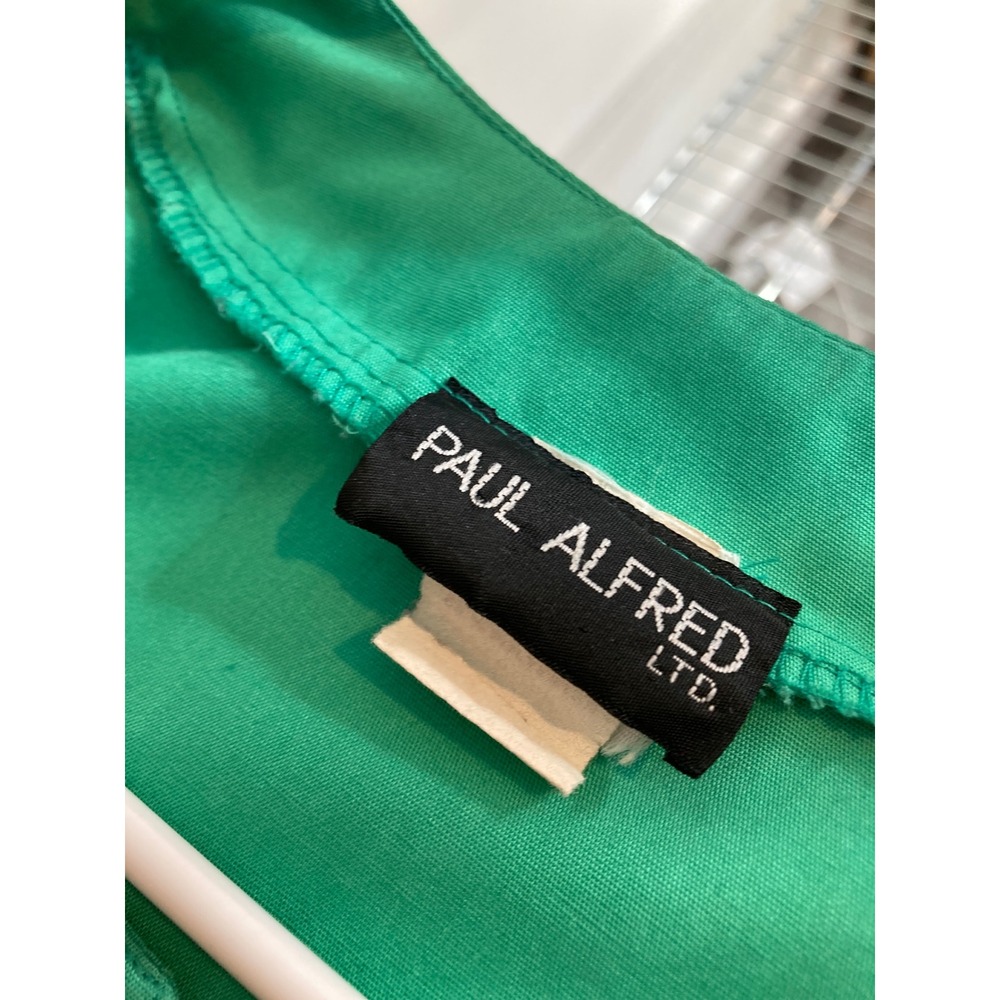 Vintage Paul Alfred LTD Green Midi Dress Sz 16 Belted Pockets‎ Career Secretary - Picture 5 of 11